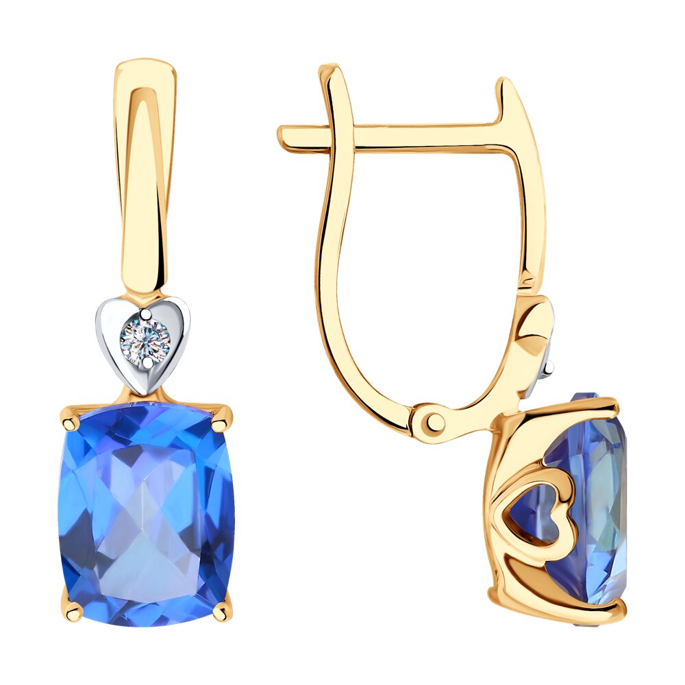 Серьги SOKOLOV из золота с топазами Swarovski и фианитами Swarovski