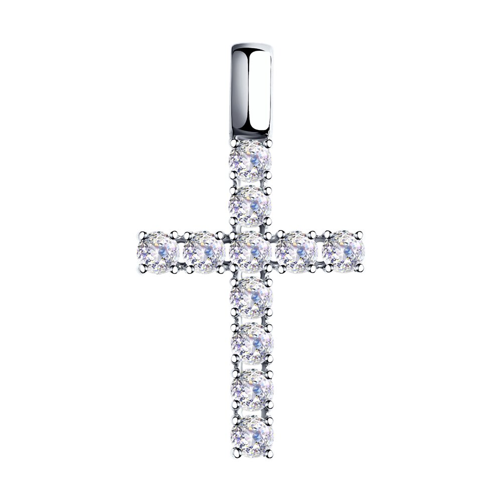 Крест SOKOLOV из белого золота  со Swarovski Zirconia