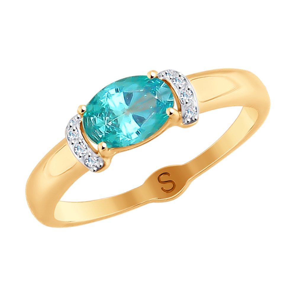 Кольцо SOKOLOV из золота с бесцветными и зелёным Swarovski Zirconia