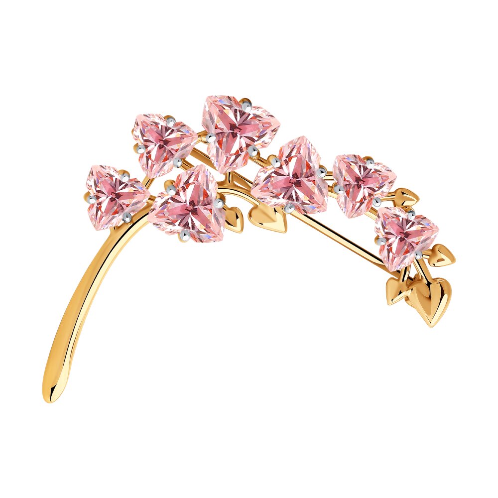 Брошь SOKOLOV из золота с фианитами Swarovski