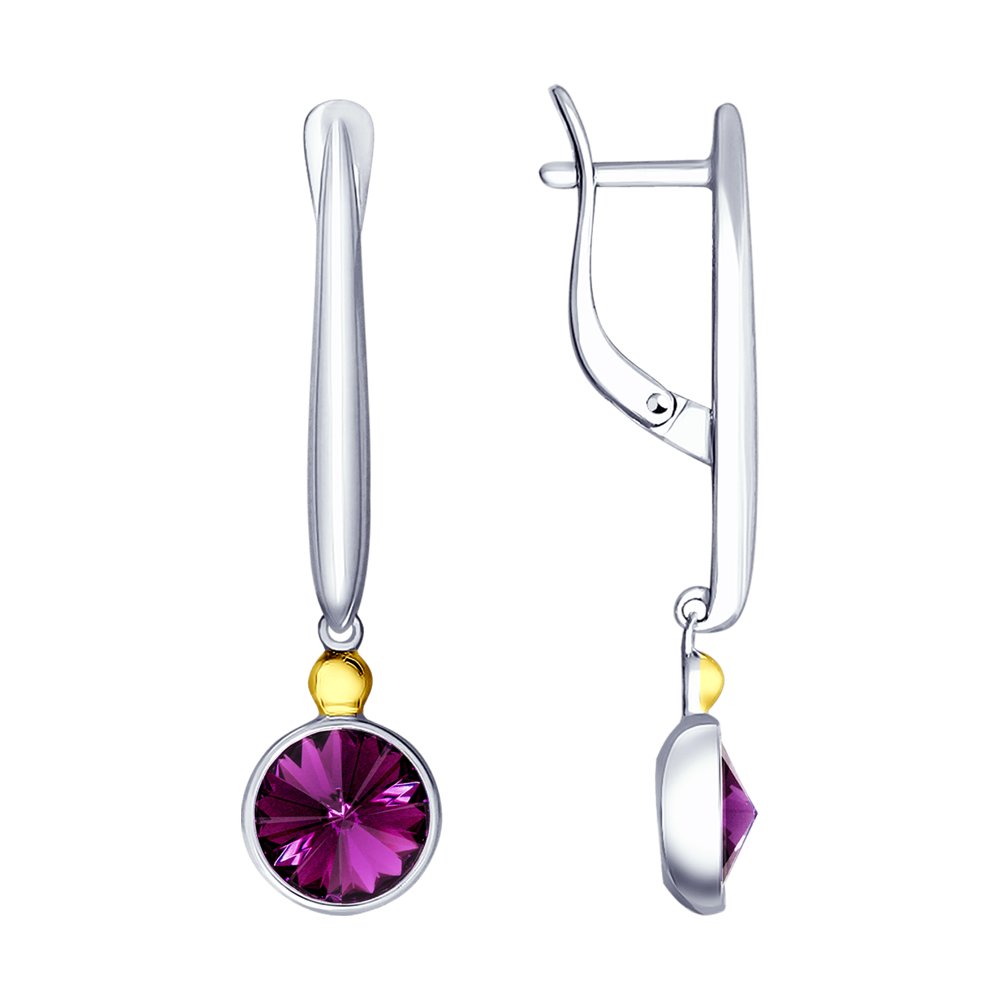 Серьги SOKOLOV из серебра с сиреневыми кристаллами Swarovski