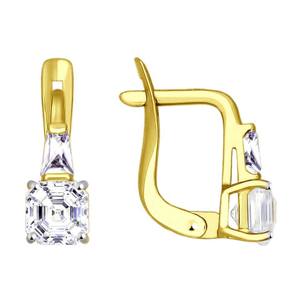Серьги SOKOLOV из желтого золота со Swarovski Zirconia