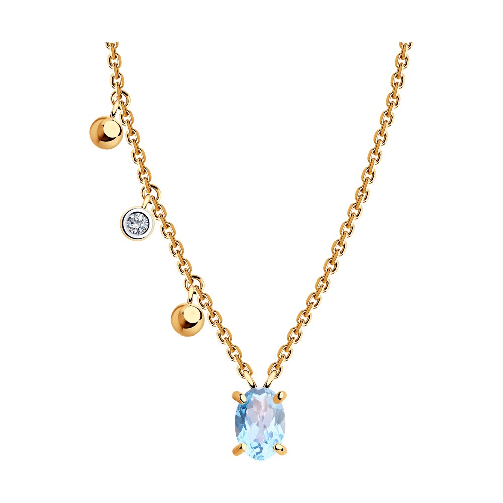Колье SOKOLOV из золота с топазом и фианитом