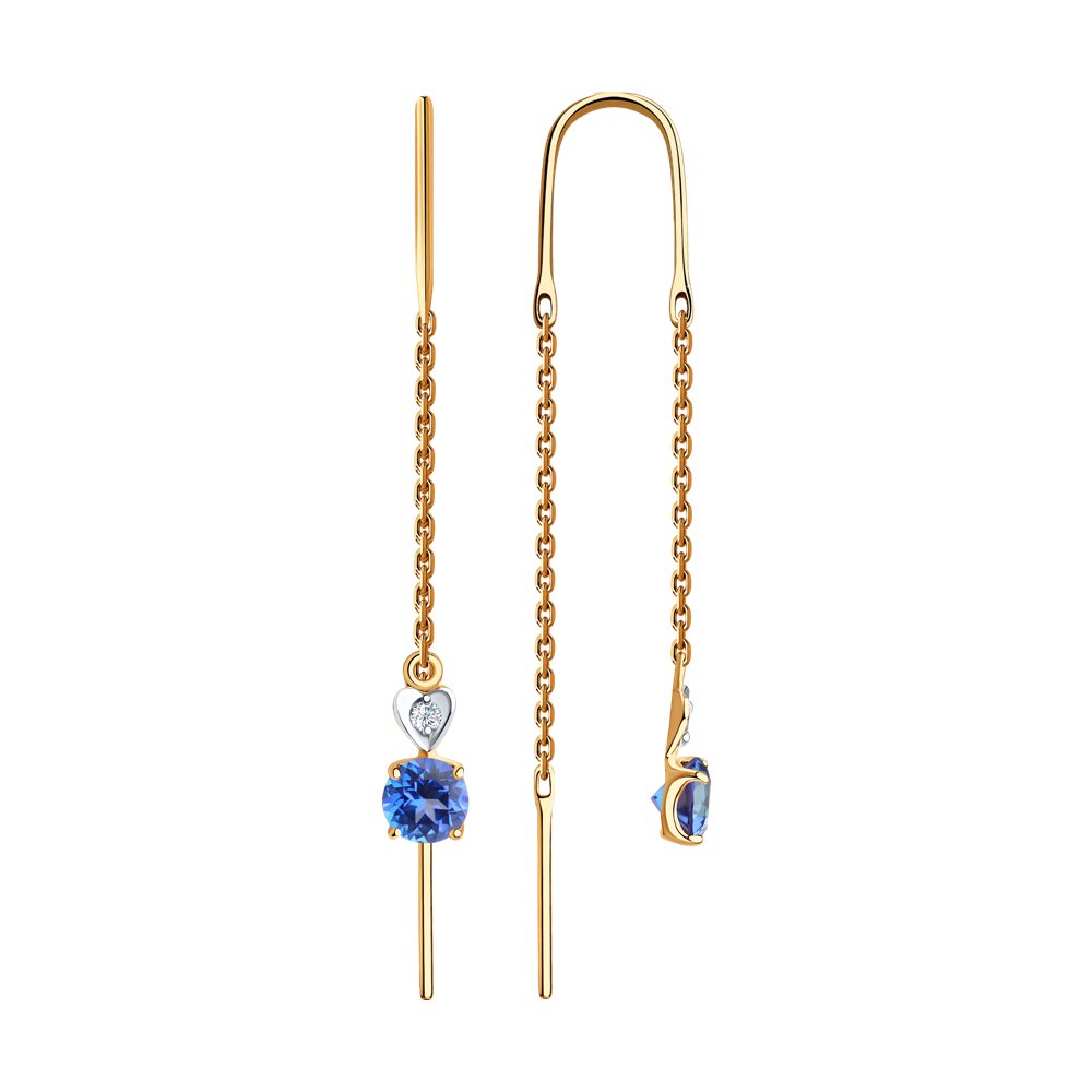Серьги SOKOLOV из золота с топазами Swarovski и фианитами Swarovski