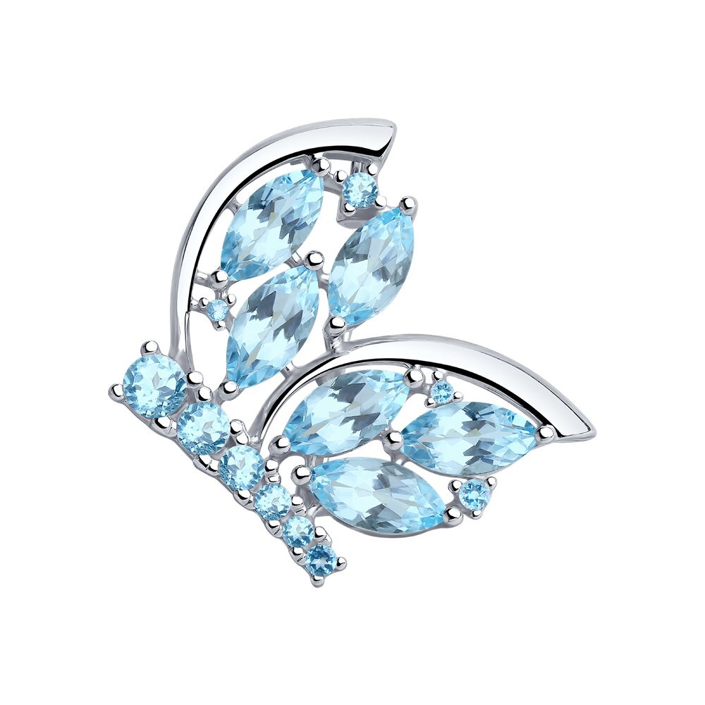 Брошь SOKOLOV из серебра с топазами и фианитами