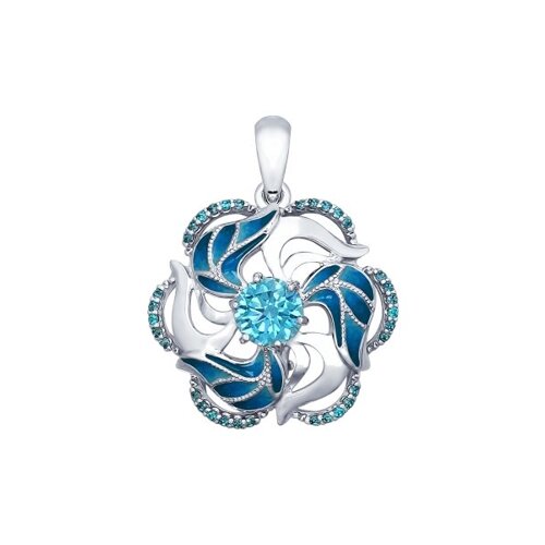 Подвеска SOKOLOV из серебра с эмалью с зелеными фианитами