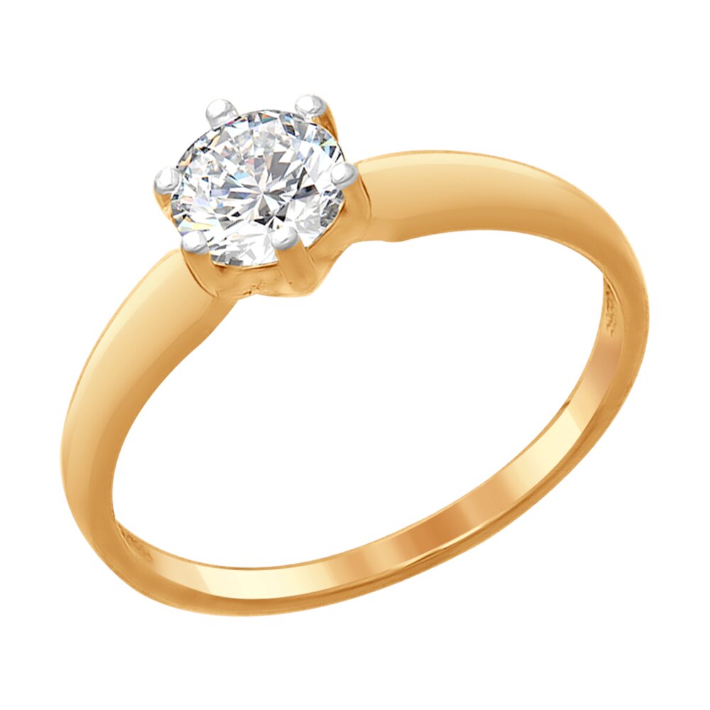 Кольцо SOKOLOV из золочёного серебра со Swarovski Zirconia