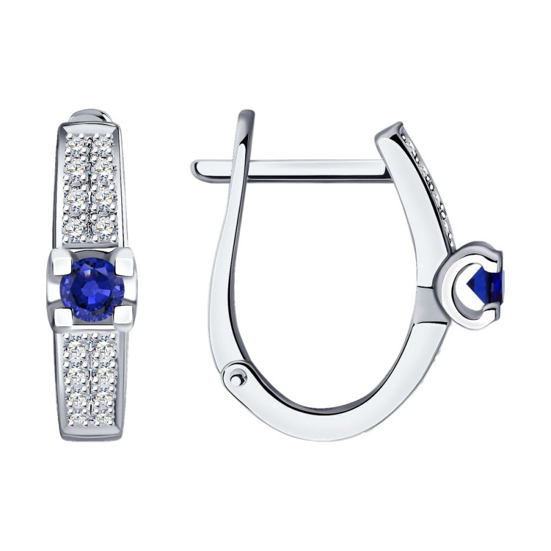 Серьги SOKOLOV из белого золота с бриллиантами и сапфирами