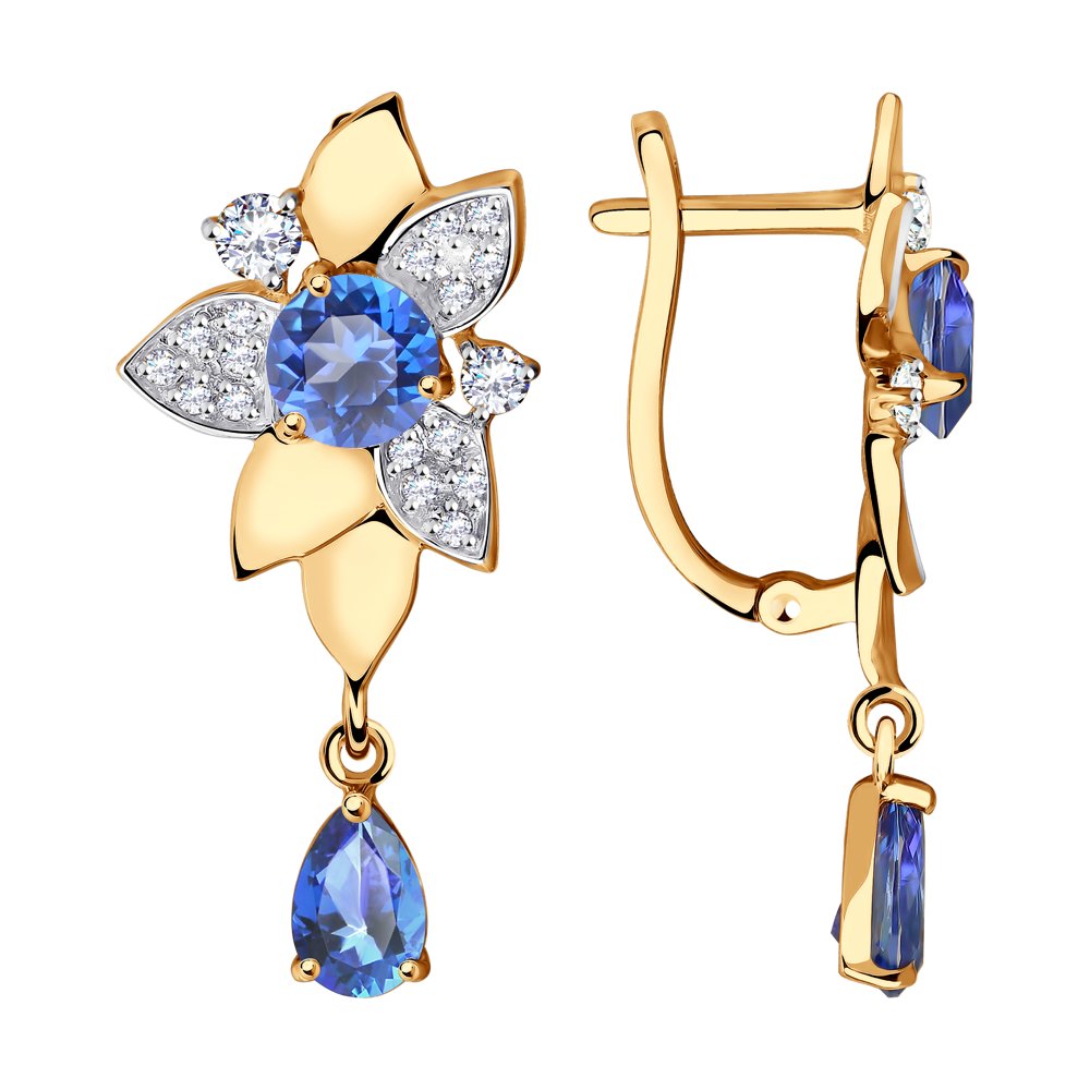 Серьги SOKOLOV из золота с топазами Swarovski и фианитами Swarovski