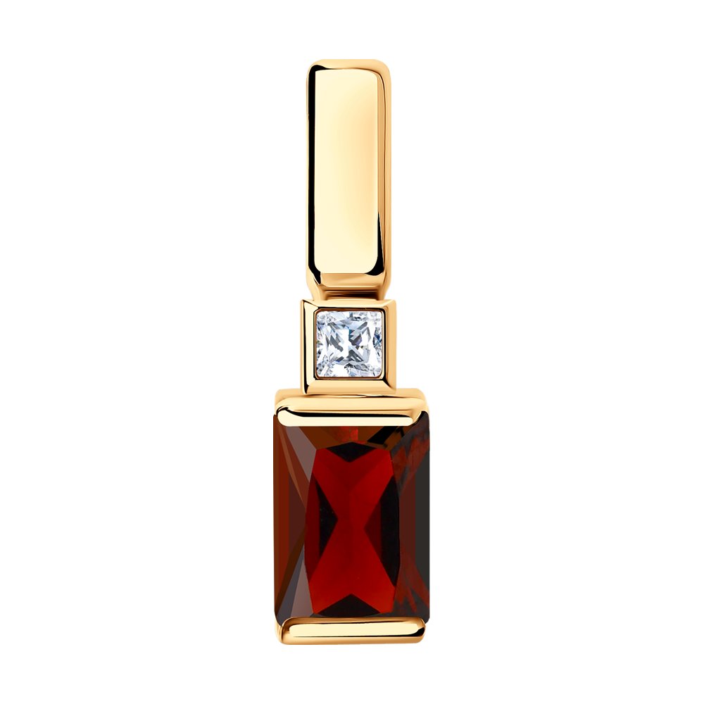Подвеска SOKOLOV из золота с гранатом и Swarovski Zirconia
