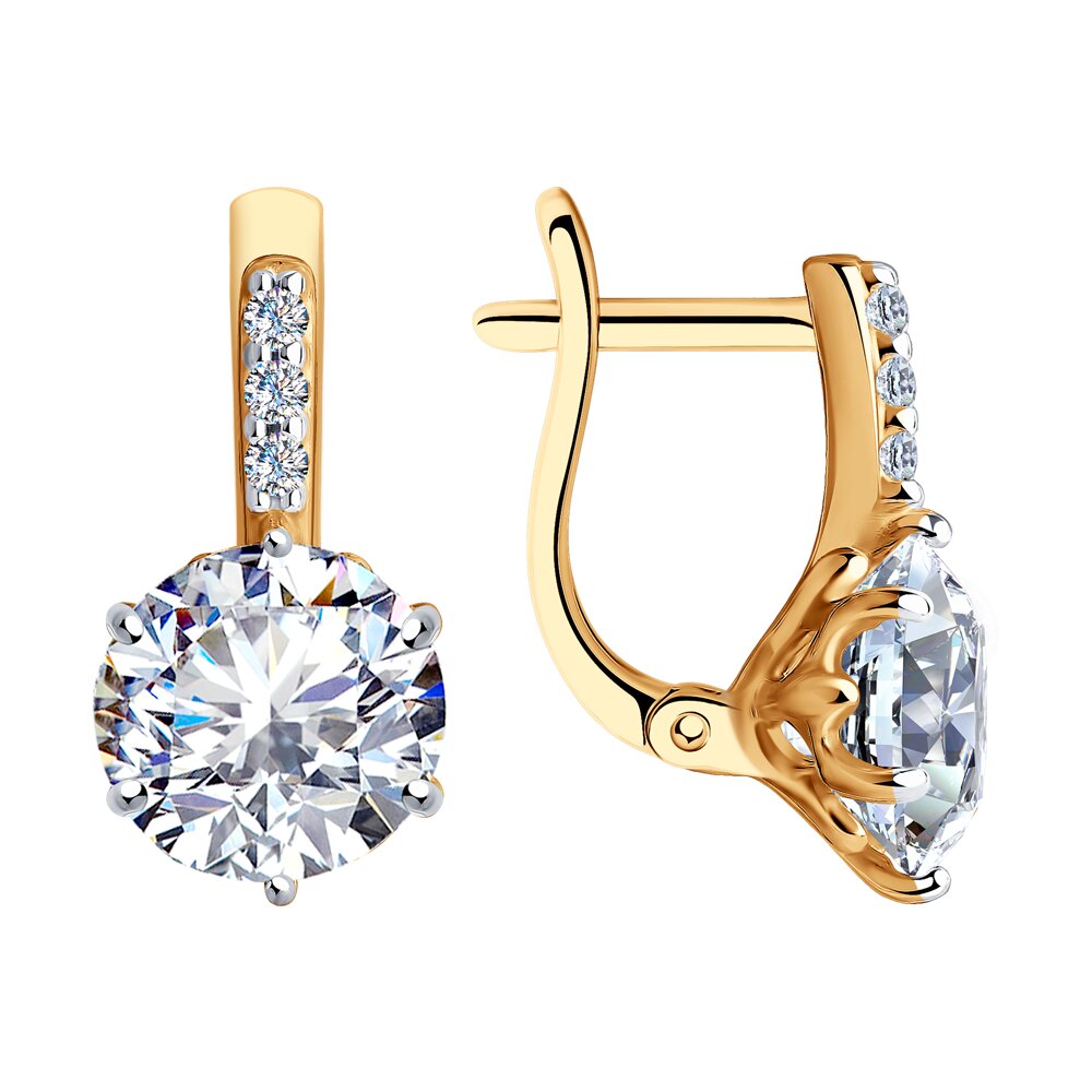 Серьги SOKOLOV из золочёного серебра со Swarovski Zirconia