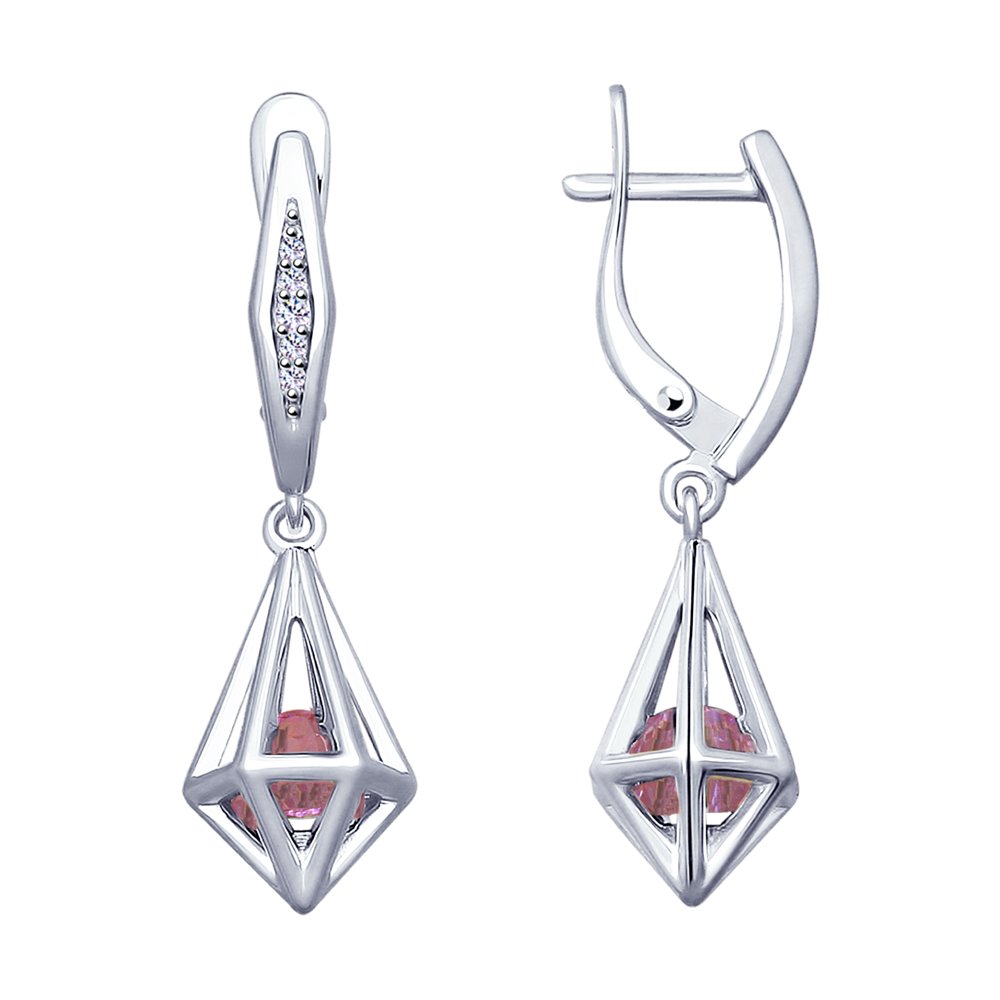 Серьги SOKOLOV из серебра с сиреневыми кристаллами Swarovski и фианитами