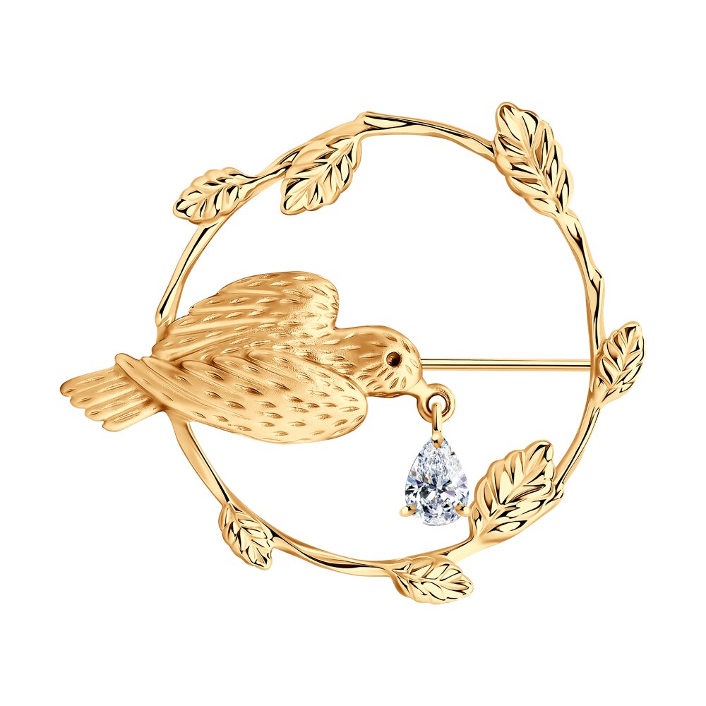 Брошь SOKOLOV из серебра с кристаллом Swarovski