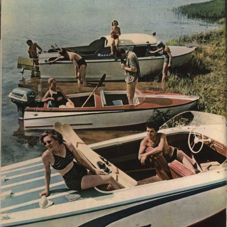 Советские моторные лодки. СССР, 1957 год.