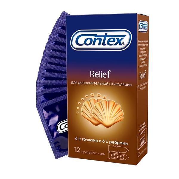 Презервативы Contex (Контекс) Relief с ребрами и точками 12 шт.